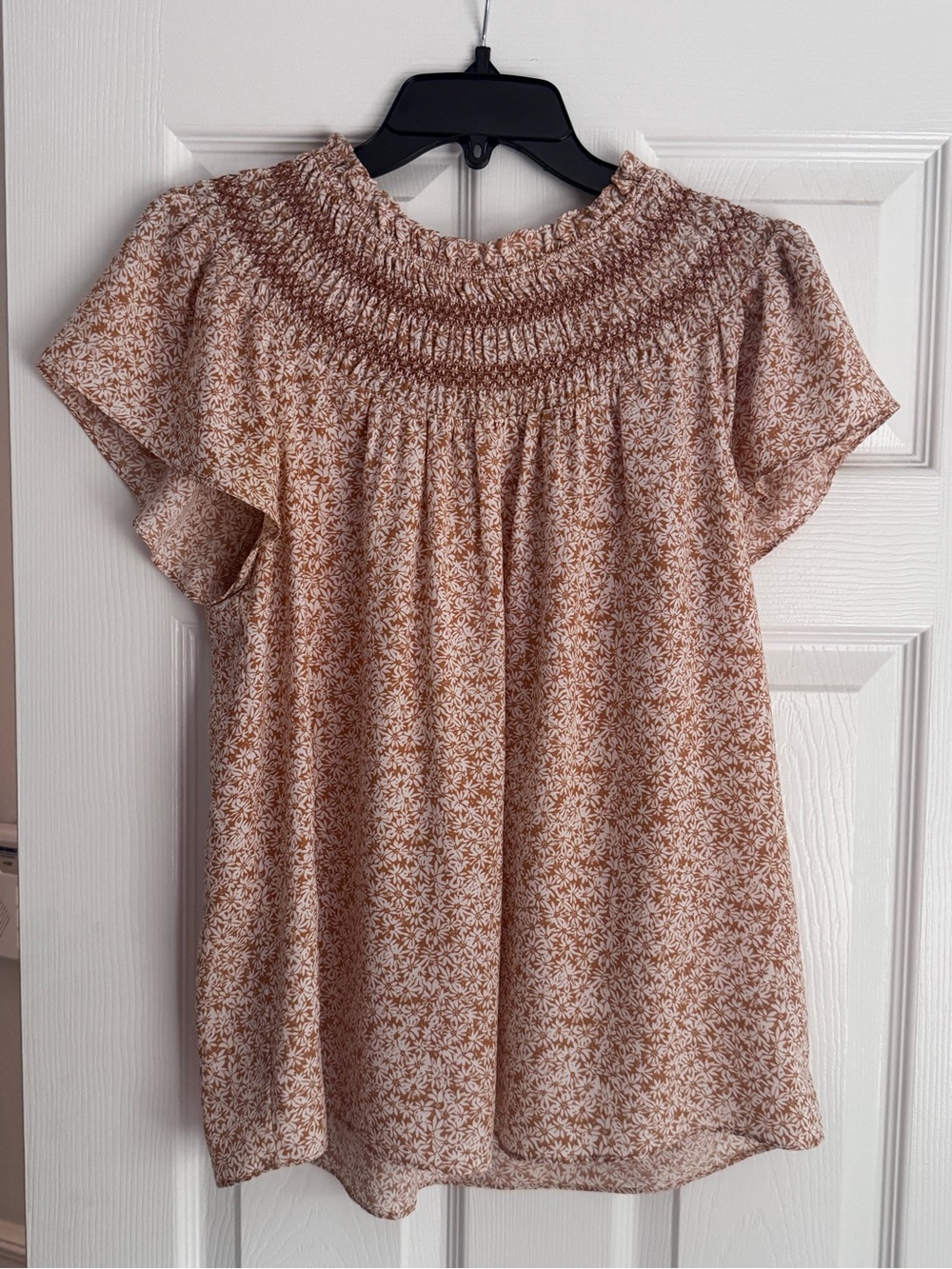 Current Air Smocked Yoke Flutter Sleeve Floral Top, Cottagecore, Prairie Chic